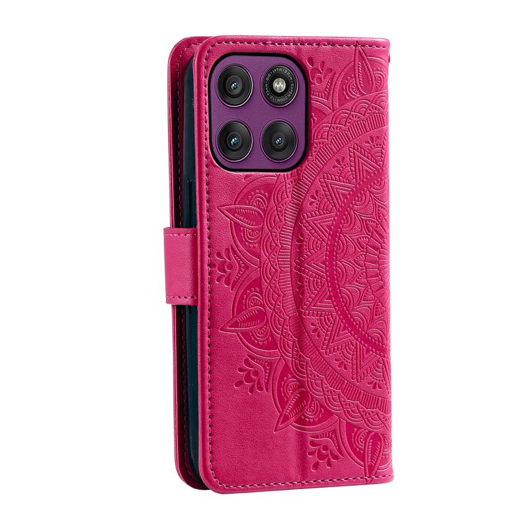 For Motorola Edge 60 Pro Totem Flower Embossed Leather Phone Case with Lanyard