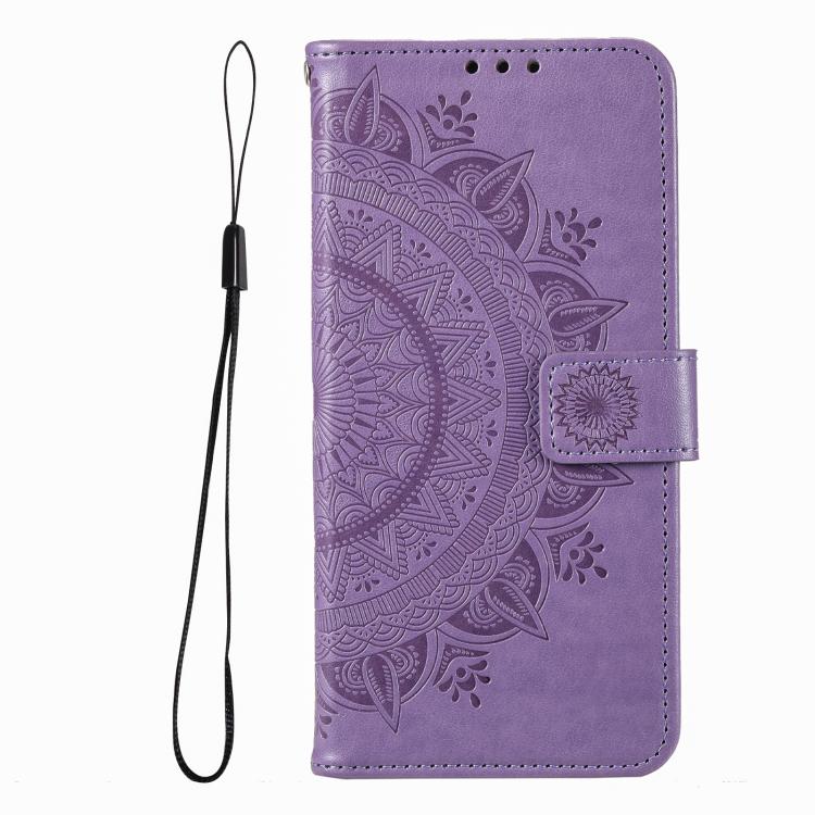 For Motorola Edge 60 Pro Totem Flower Embossed Leather Phone Case with Lanyard