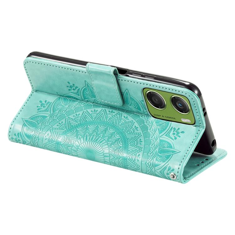For Motorola Moto G06 4G Totem Flower Embossed Leather Phone Case with Lanyard