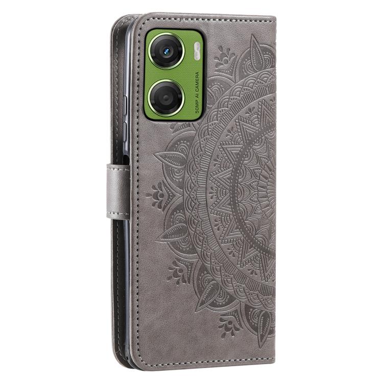 For Motorola Moto G06 4G Totem Flower Embossed Leather Phone Case with Lanyard