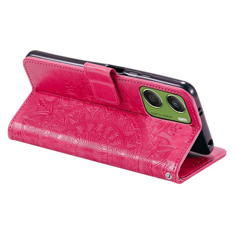 For Motorola Moto G06 4G Totem Flower Embossed Leather Phone Case with Lanyard