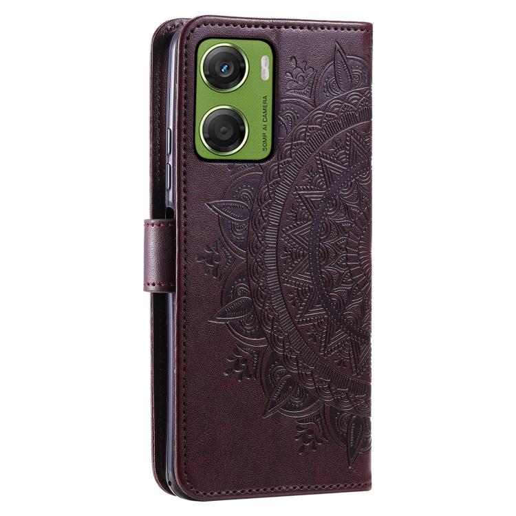 For Motorola Moto G06 4G Totem Flower Embossed Leather Phone Case with Lanyard