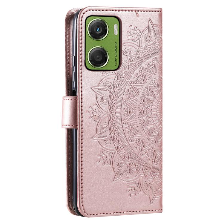 For Motorola Moto G06 4G Totem Flower Embossed Leather Phone Case with Lanyard