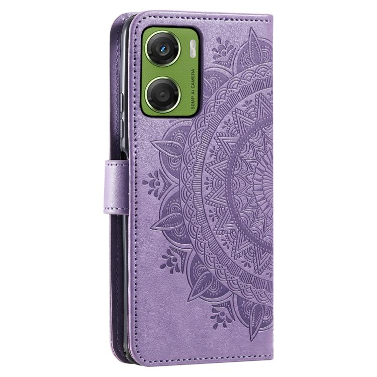 For Motorola Moto G06 4G Totem Flower Embossed Leather Phone Case with Lanyard