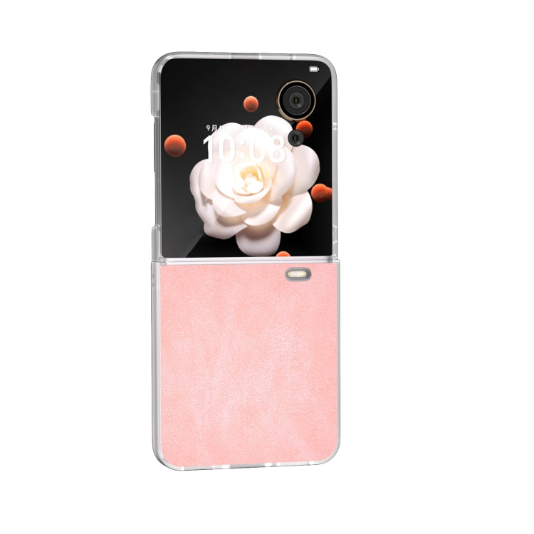 For Honor Magic V Flip PU Leather Frosted Transparent Edge Phone Case