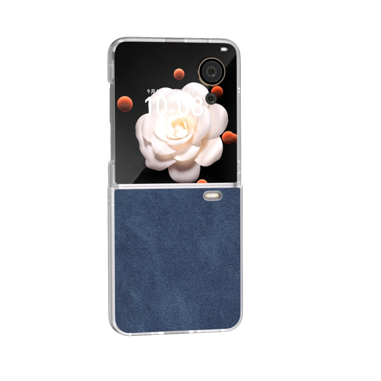 For Honor Magic V Flip PU Leather Frosted Transparent Edge Phone Case