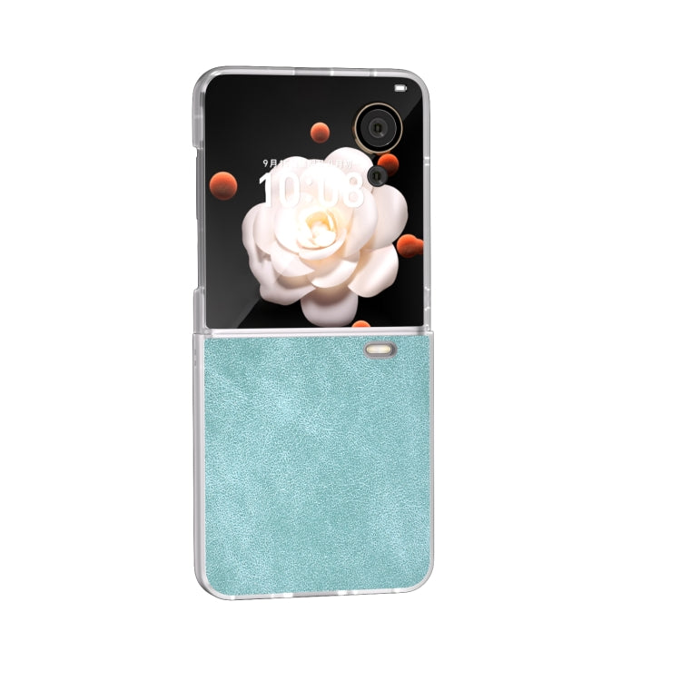 For Honor Magic V Flip PU Leather Frosted Transparent Edge Phone Case
