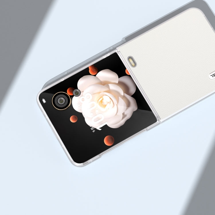 For Honor Magic V Flip ABEEL Genuine Leather Elegant Frosted Transparent Edge Phone Case