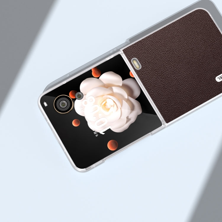 For Honor Magic V Flip ABEEL Genuine Leather Elegant Frosted Transparent Edge Phone Case