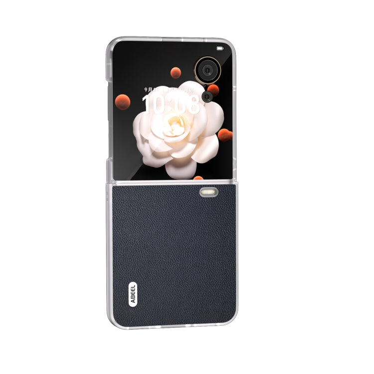 For Honor Magic V Flip ABEEL Genuine Leather Elegant Frosted Transparent Edge Phone Case