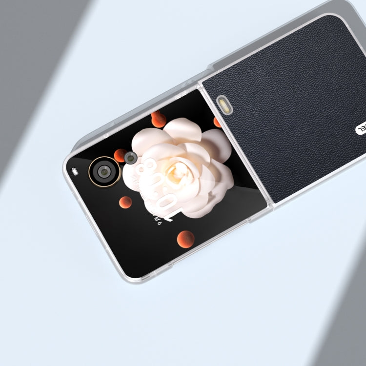 For Honor Magic V Flip ABEEL Genuine Leather Elegant Frosted Transparent Edge Phone Case