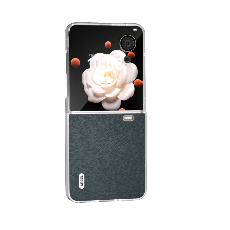 For Honor Magic V Flip ABEEL Genuine Leather Elegant Frosted Transparent Edge Phone Case