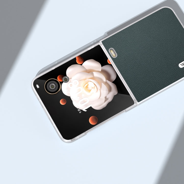 For Honor Magic V Flip ABEEL Genuine Leather Elegant Frosted Transparent Edge Phone Case