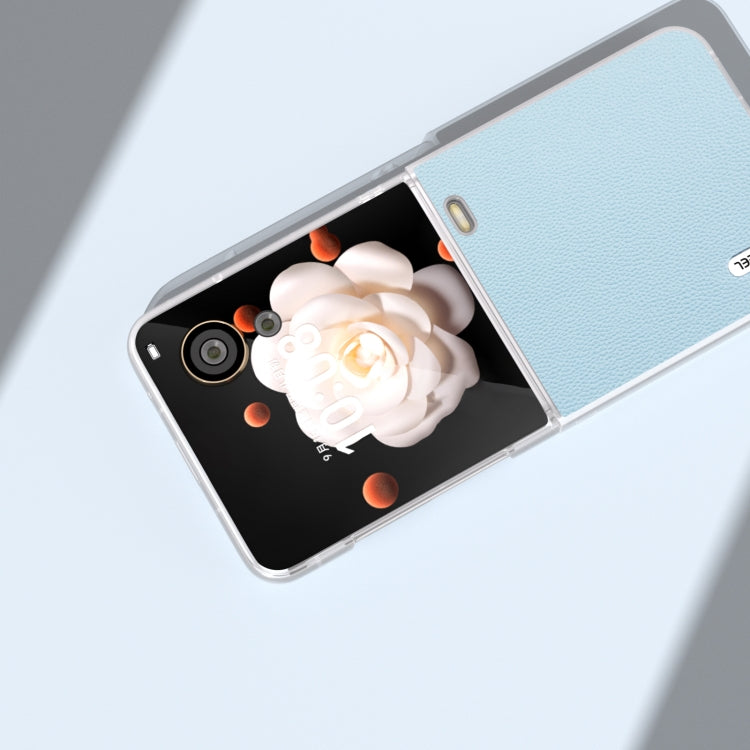 For Honor Magic V Flip ABEEL Genuine Leather Elegant Frosted Transparent Edge Phone Case