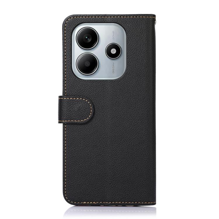For Redmi Note 14 4G 164.84mm KHAZNEH Litchi Texture Leather RFID Phone Case