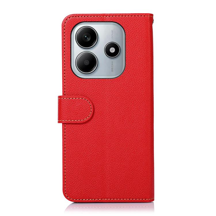 For Redmi Note 14 4G 164.84mm KHAZNEH Litchi Texture Leather RFID Phone Case