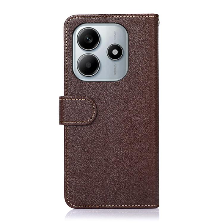 For Redmi Note 14 4G 164.84mm KHAZNEH Litchi Texture Leather RFID Phone Case