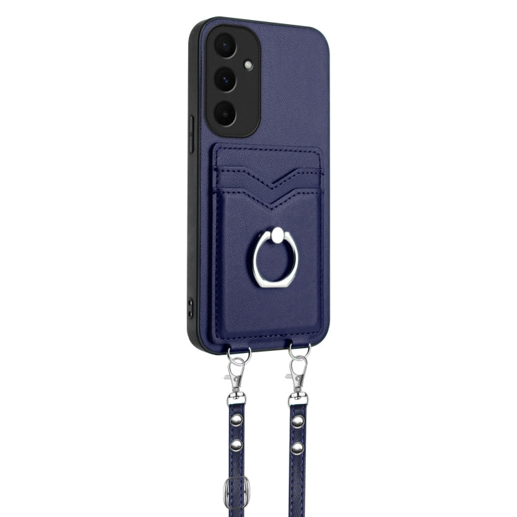 For Samsung Galaxy A55 5G R20 Crossbody Rope Ring Card Holder Phone Case
