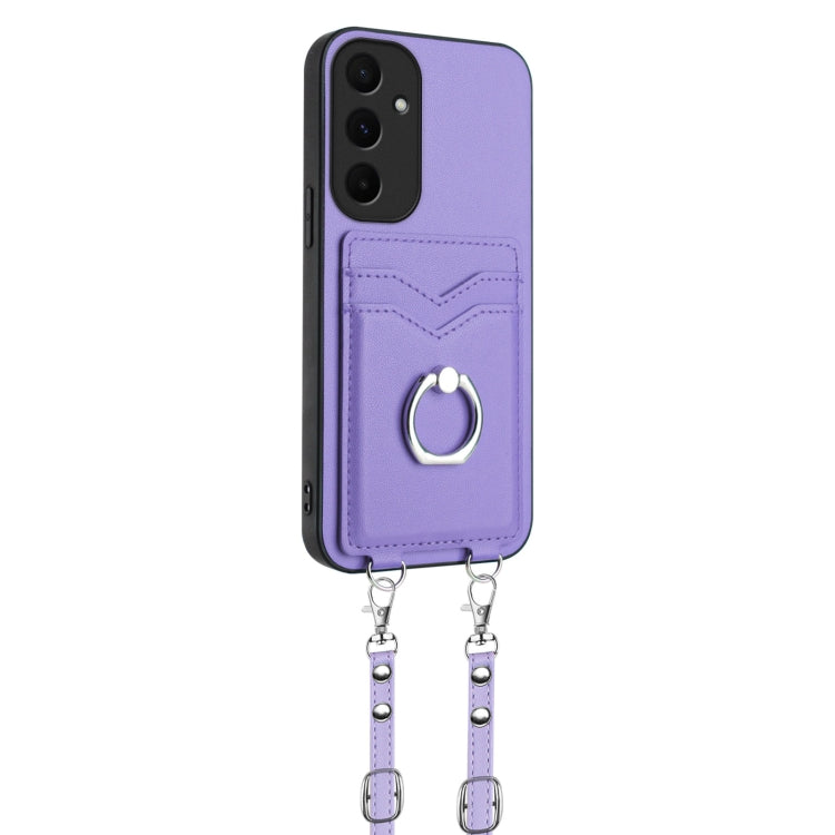 For Samsung Galaxy A55 5G R20 Crossbody Rope Ring Card Holder Phone Case