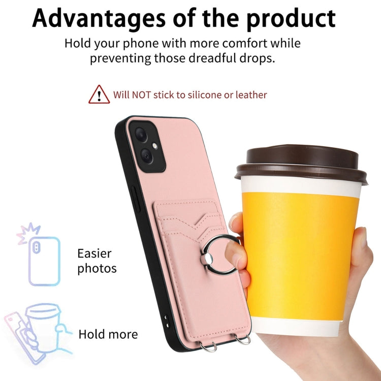 For Samsung Galaxy A05 4G Global R20 Crossbody Rope Ring Card Holder Phone Case