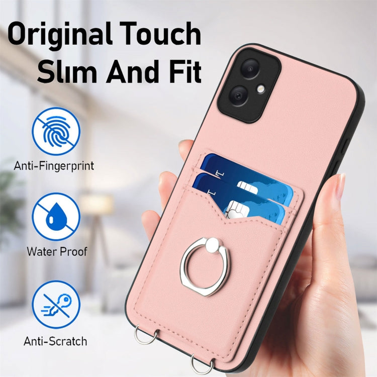 For Samsung Galaxy A05 4G Global R20 Crossbody Rope Ring Card Holder Phone Case