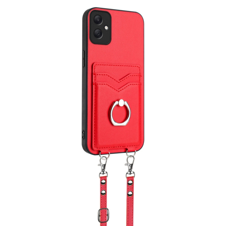 For Samsung Galaxy A05 4G Global R20 Crossbody Rope Ring Card Holder Phone Case