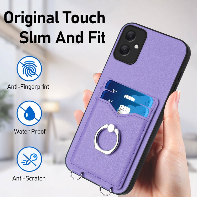 For Samsung Galaxy A05 4G Global R20 Crossbody Rope Ring Card Holder Phone Case
