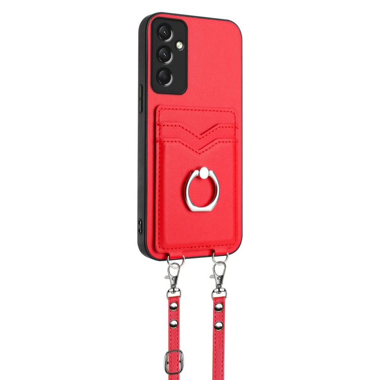 For Samsung Galaxy A24 4G R20 Crossbody Rope Ring Card Holder Phone Case