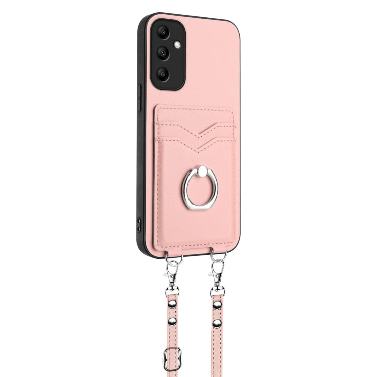 For Samsung Galaxy A14 5G R20 Crossbody Rope Ring Card Holder Phone Case