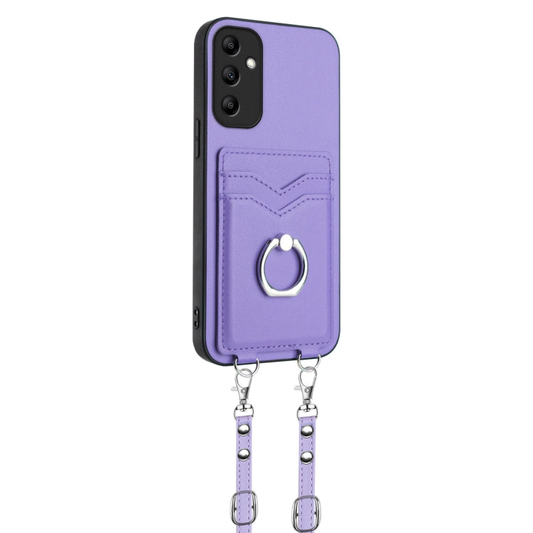 For Samsung Galaxy A14 5G R20 Crossbody Rope Ring Card Holder Phone Case