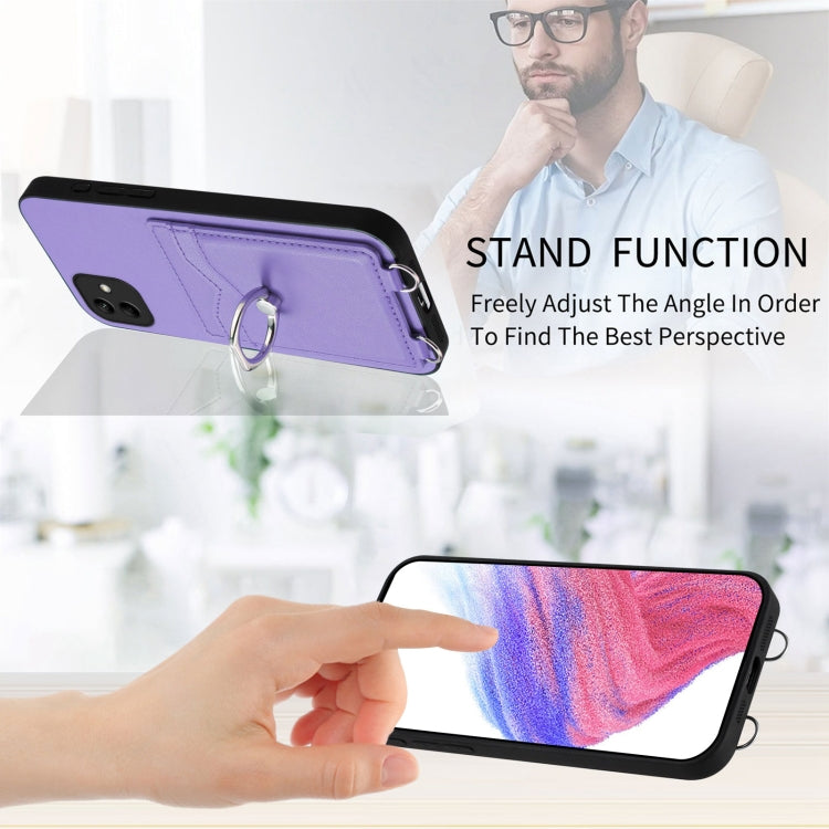 For Samsung Galaxy A04 4G R20 Crossbody Rope Ring Card Holder Phone Case