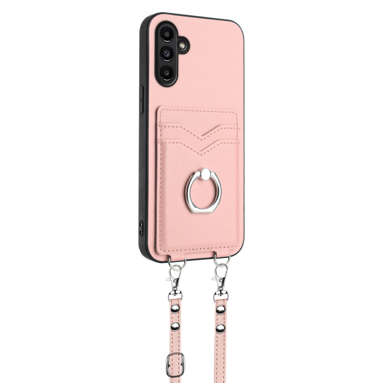 For Samsung Galaxy A13 5G / A04s R20 Crossbody Rope Ring Card Holder Phone Case