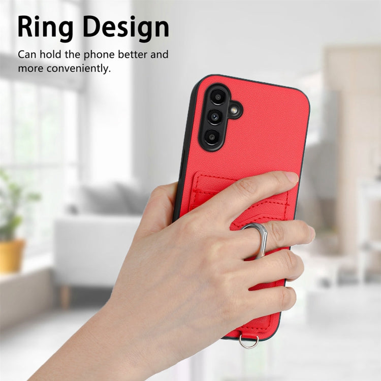 For Samsung Galaxy A13 5G / A04s R20 Crossbody Rope Ring Card Holder Phone Case