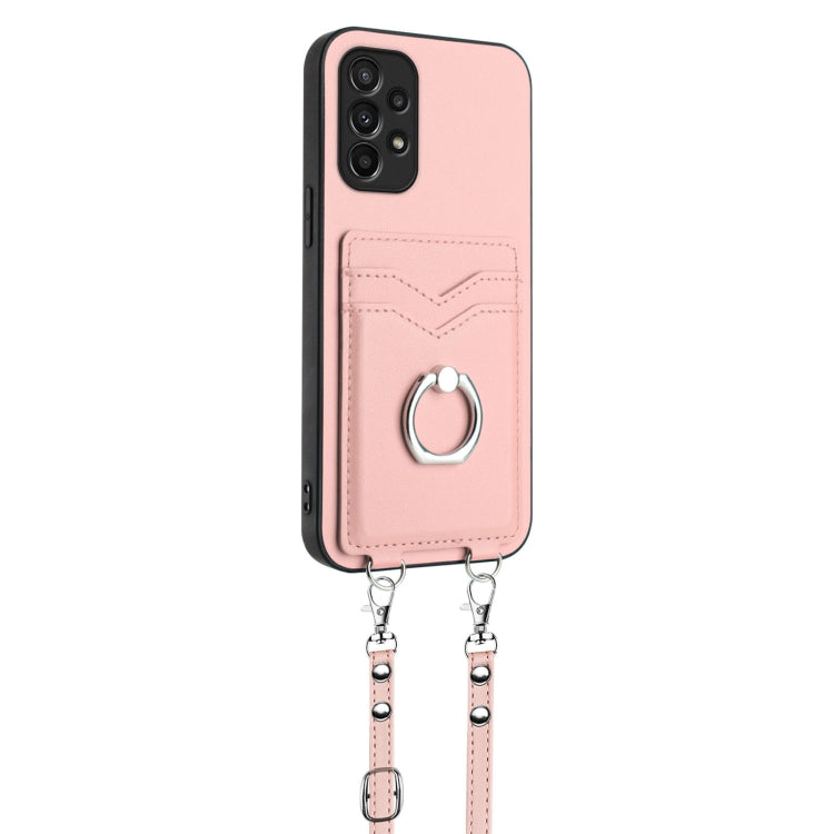 For Samsung Galaxy A23 165.4mm R20 Crossbody Rope Ring Card Holder Phone Case