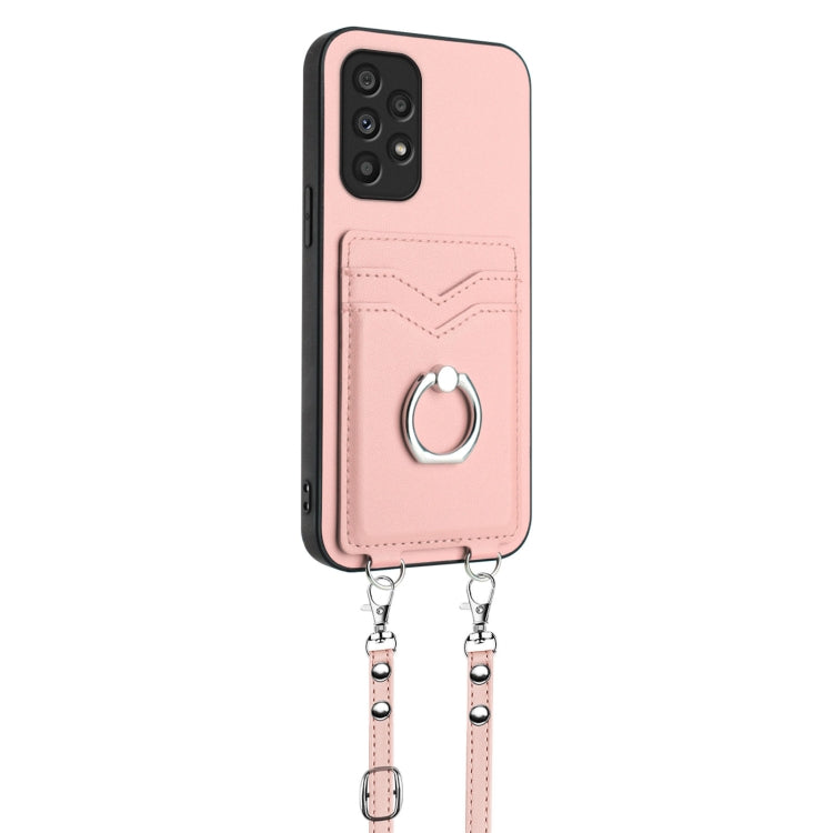 For Samsung Galaxy A53 5G R20 Crossbody Rope Ring Card Holder Phone Case