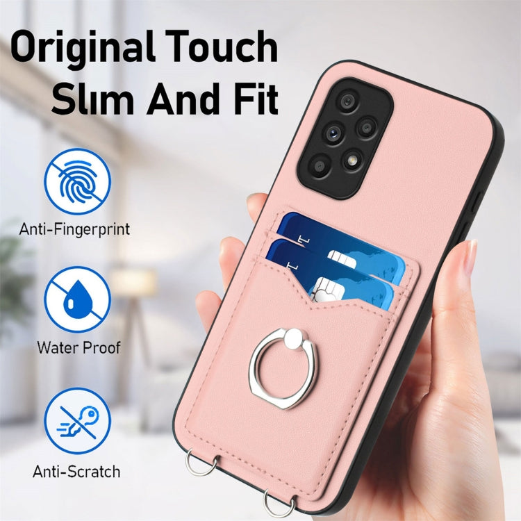 For Samsung Galaxy A53 5G R20 Crossbody Rope Ring Card Holder Phone Case