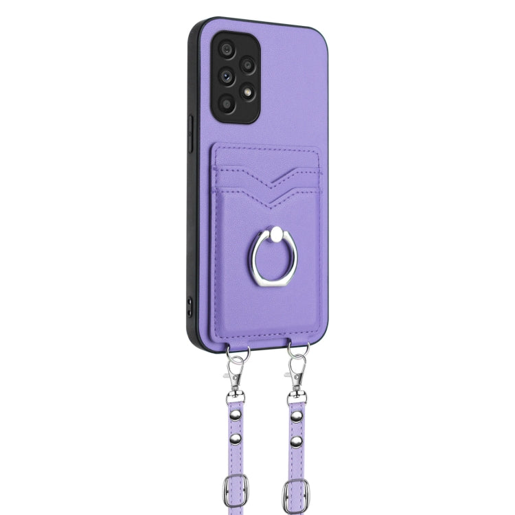 For Samsung Galaxy A53 5G R20 Crossbody Rope Ring Card Holder Phone Case