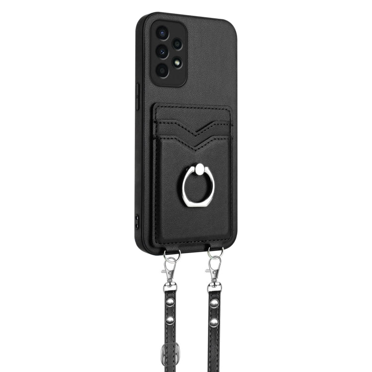 For Samsung Galaxy A13 4G R20 Crossbody Rope Ring Card Holder Phone Case