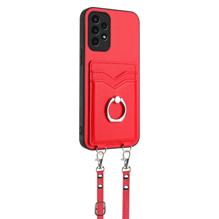 For Samsung Galaxy A13 4G R20 Crossbody Rope Ring Card Holder Phone Case