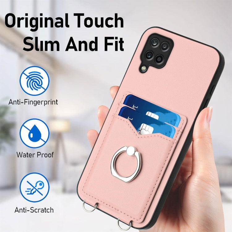 For Samsung Galaxy A12 R20 Crossbody Rope Ring Card Holder Phone Case