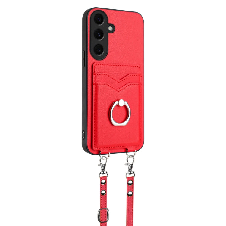 For Samsung Galaxy S24 5G R20 Crossbody Rope Ring Card Holder Phone Case