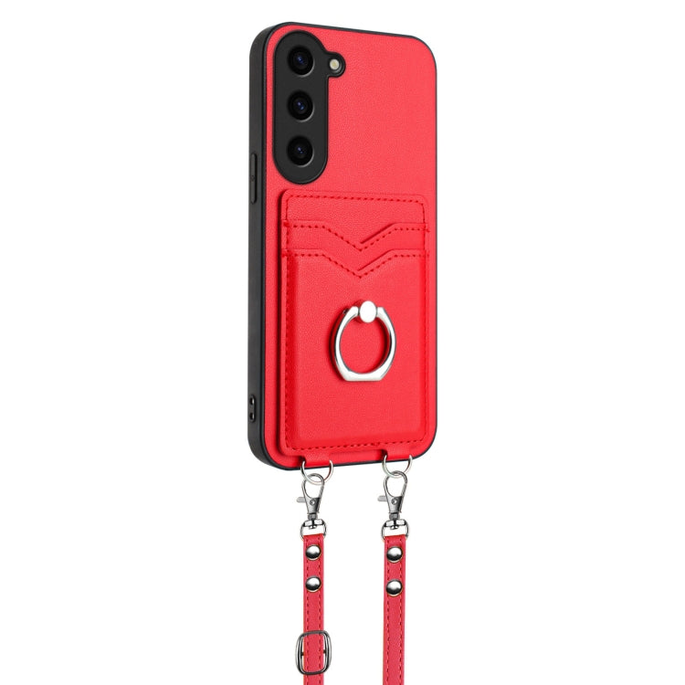 For Samsung Galaxy S23+ 5G R20 Crossbody Rope Ring Card Holder Phone Case