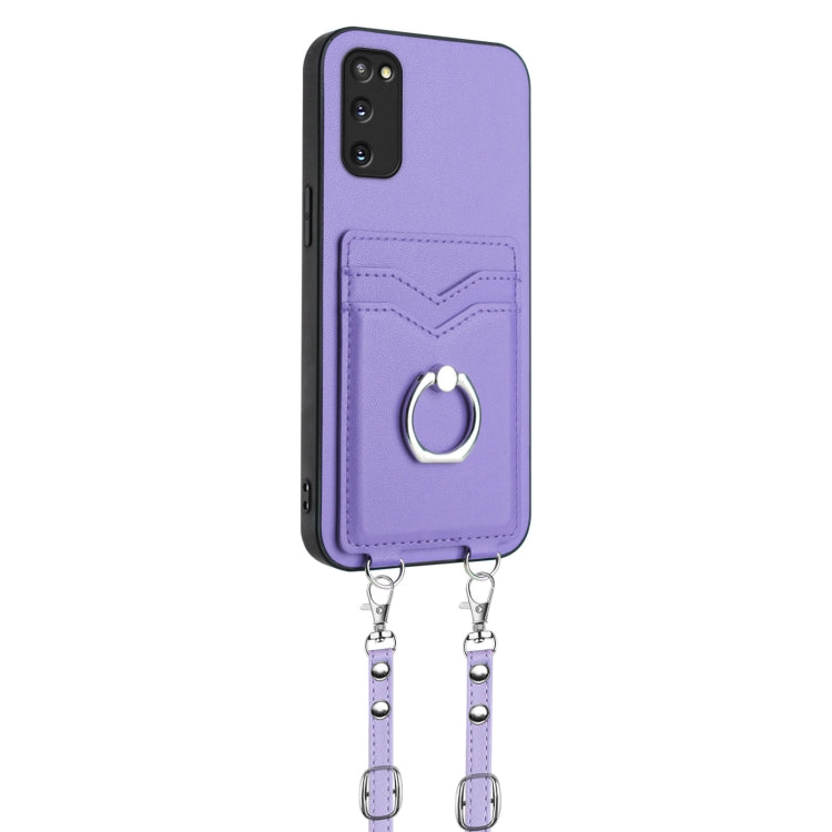 For Samsung Galaxy S20 FE R20 Crossbody Rope Ring Card Holder Phone Case