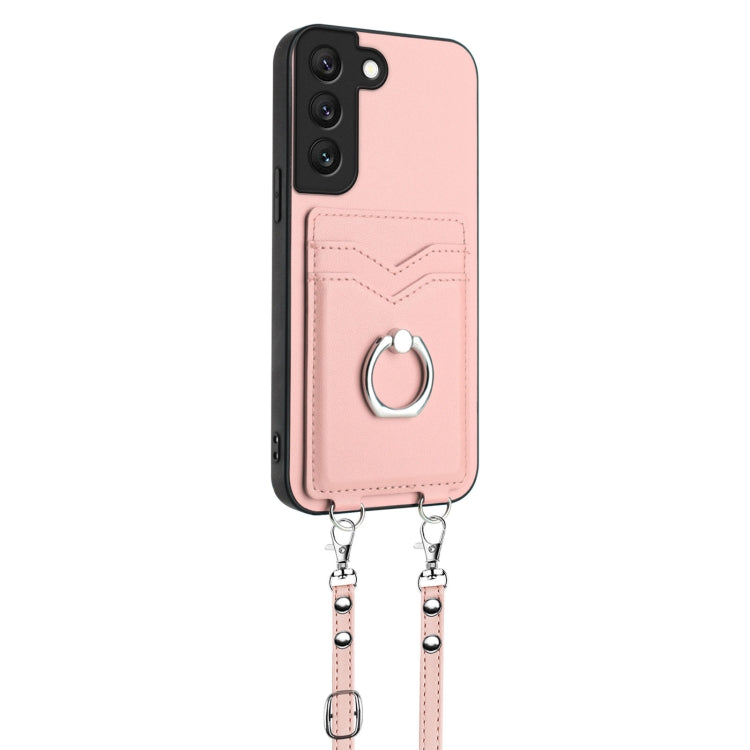 For Samsung Galaxy S22+ 5G R20 Crossbody Rope Ring Card Holder Phone Case