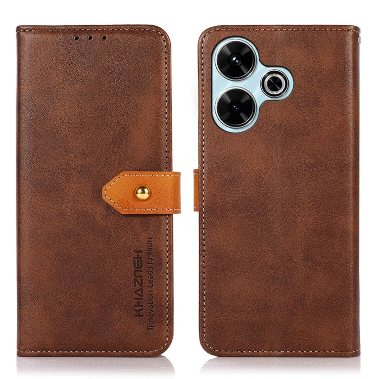 For Xiaomi Redmi 13 4G KHAZNEH Cowhide Texture Flip Leather Phone Case