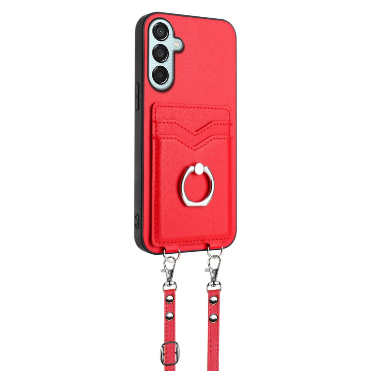 For Samsung Galaxy F15 / M15 R20 Crossbody Rope Ring Card Holder Phone Case