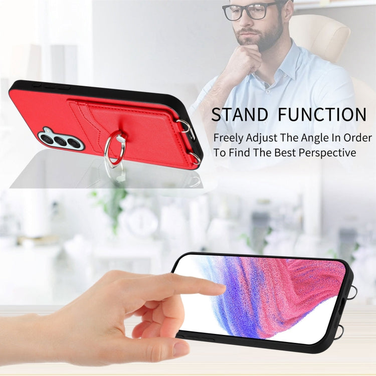 For Samsung Galaxy F15 / M15 R20 Crossbody Rope Ring Card Holder Phone Case