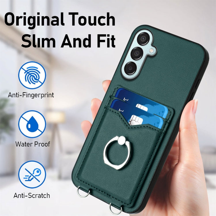 For Samsung Galaxy F15 / M15 R20 Crossbody Rope Ring Card Holder Phone Case