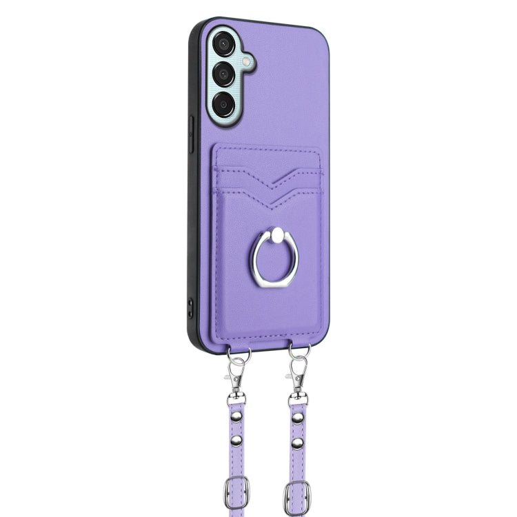For Samsung Galaxy F15 / M15 R20 Crossbody Rope Ring Card Holder Phone Case