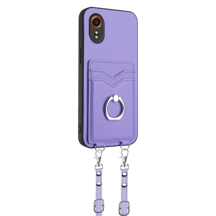 For Samsung Galaxy Xcover7 R20 Crossbody Rope Ring Card Holder Phone Case